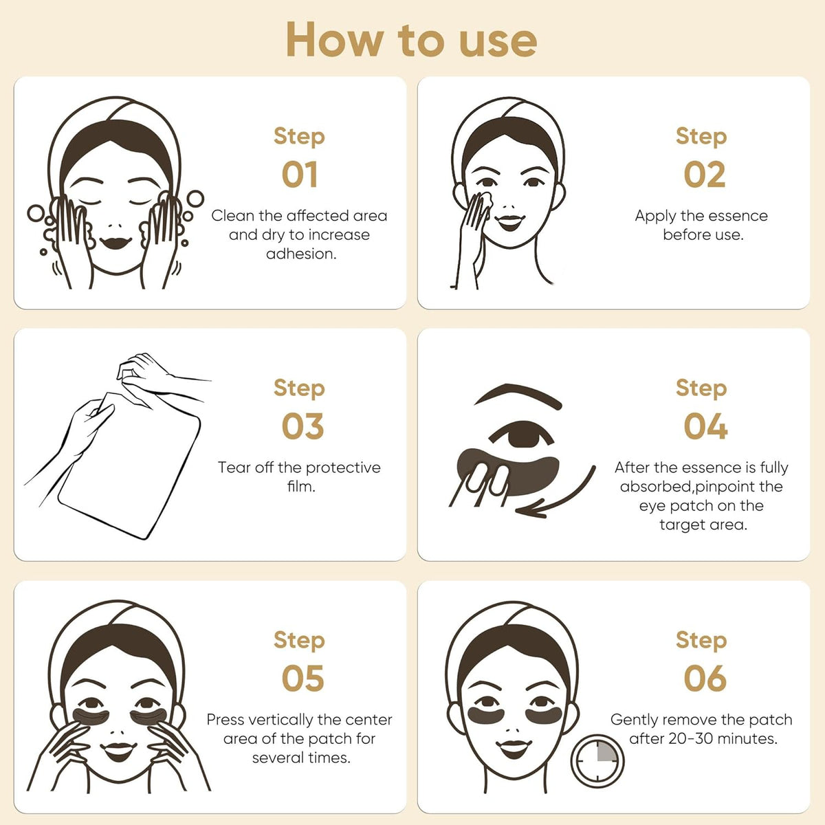20Pcs/10Pairs under Eye Patches Gold for Dark Circles, Puffy Eyes, and Wrinkles, 24K Gold Eye Mask for Face, Eye Cream for Men and Women