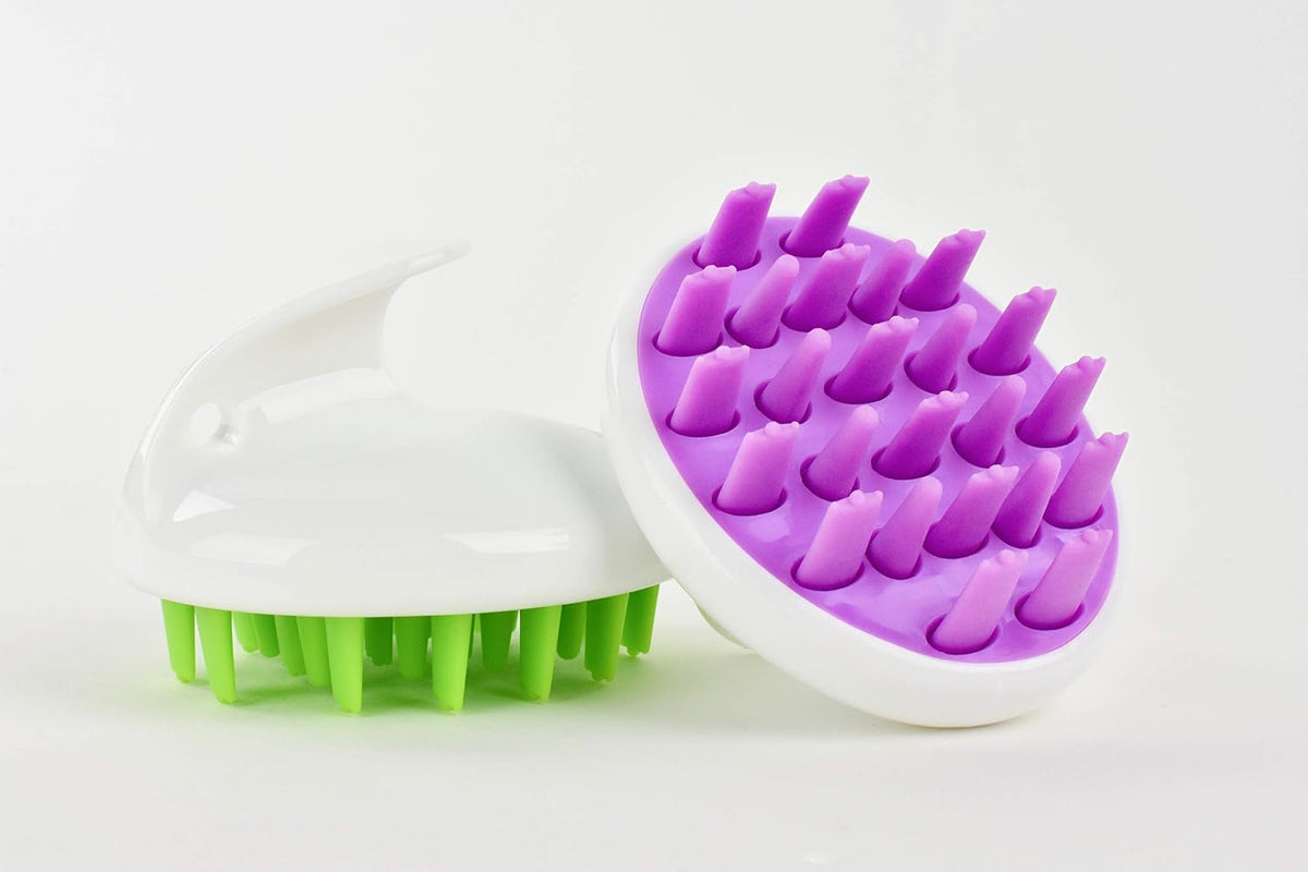 Scalp Massager Dandruff Brush - for Exfoliating Treatment, Shampoo Scrubbing, and Hair Growth (Purple)