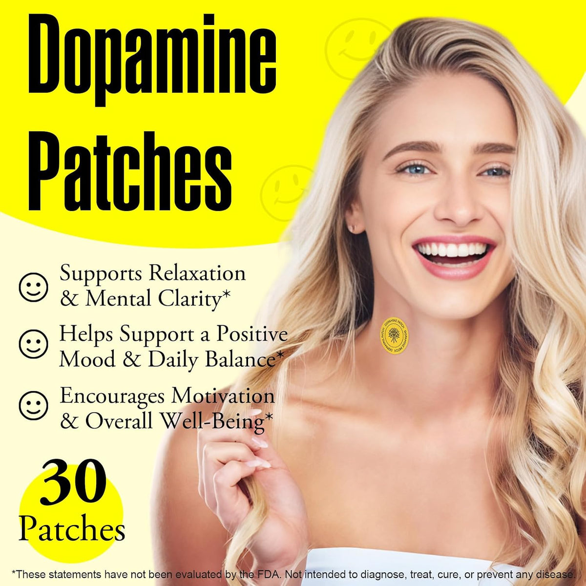2 Pack Dopamine Patches, Mood Support Body Care Patch for Daily Mental Wellness, Mood Boost & Positivity, Supports Dopamine & Serotonin Balance Vegan for Men Women (30 Patches)