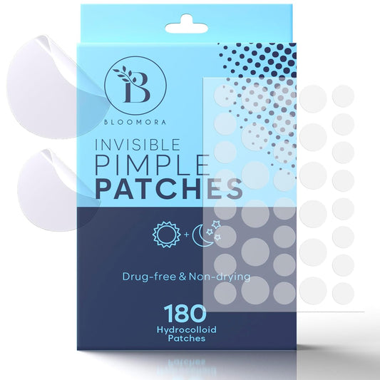 Invisible Pimple Patches for Face (180 Count), Zit Patches for Pimples, Hydrocolloid Bandages, Zit Stickers for Face - S/L Sizes