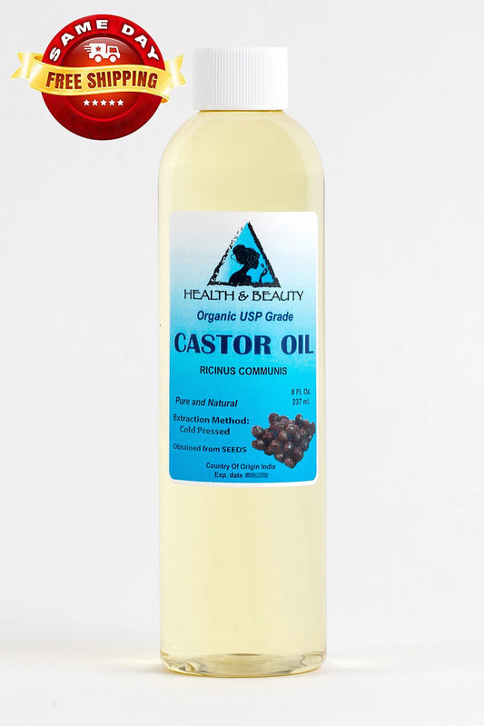 Castor Oil Organic USP Grade Hexane Free Cold Pressed Premium Fresh Pure 8 Oz
