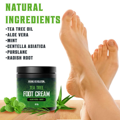 - Tea Tree Foot Cream for Dry Cracked Feet - Foot Cream & Balm W/ Aloe Vera & Mint - Minty Scent, 8 Oz